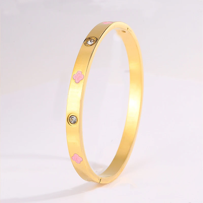 Yupsk الساخن بيع نازف النفط أربع أوراق زهرة سوار للنساء كريستال الزركون مطعمة هدايا مجوهرات الحفلات الرائعة #4