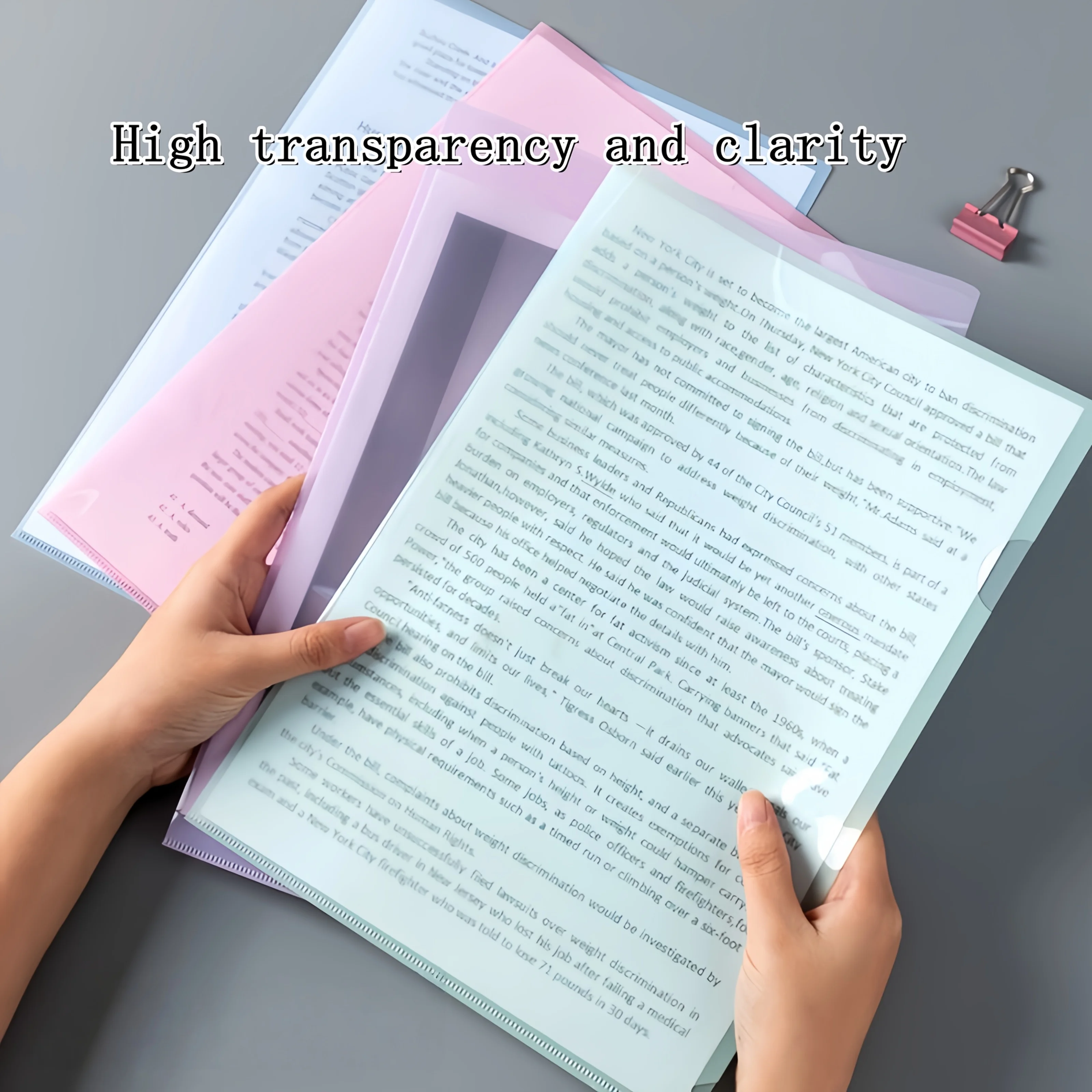 

10pcs A4 Plastic File Folders, L-Shaped Transparent Document Protectors, Waterproof & Dustproof, File Organizer for Desk