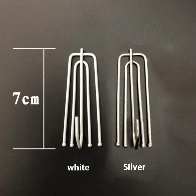 10PCS Metal Four Fork Curtain Tape Hook Curtain Cloth Ring Clamp Tracks DIY Single Hook Home Curtain Accessories D4