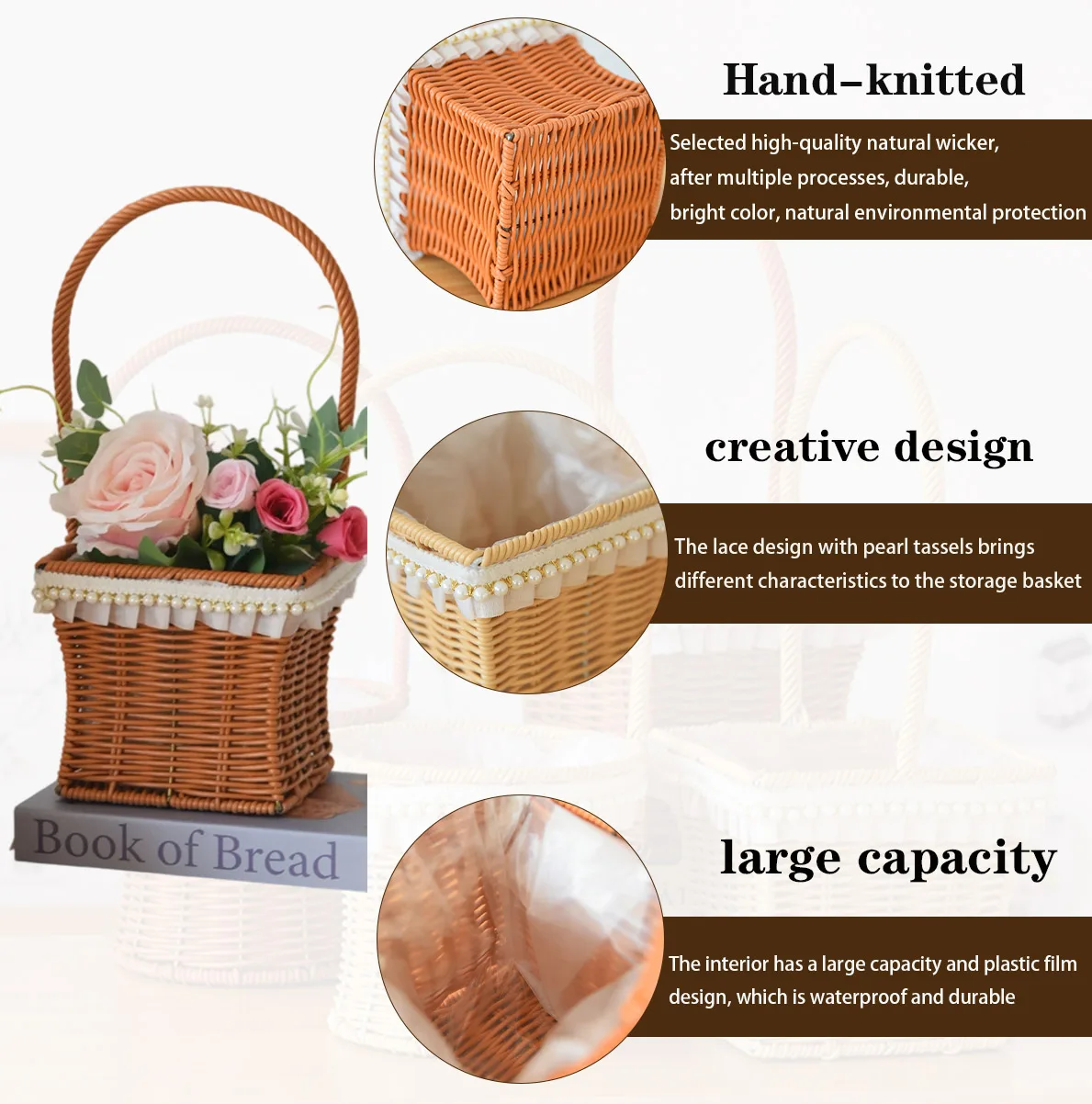 Portable outdoor picnic storage basket Home decoration storage basket Environmental protection and safety