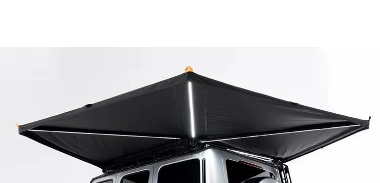 

Outdoor car side awning tent with wall fabric for camping and travel
