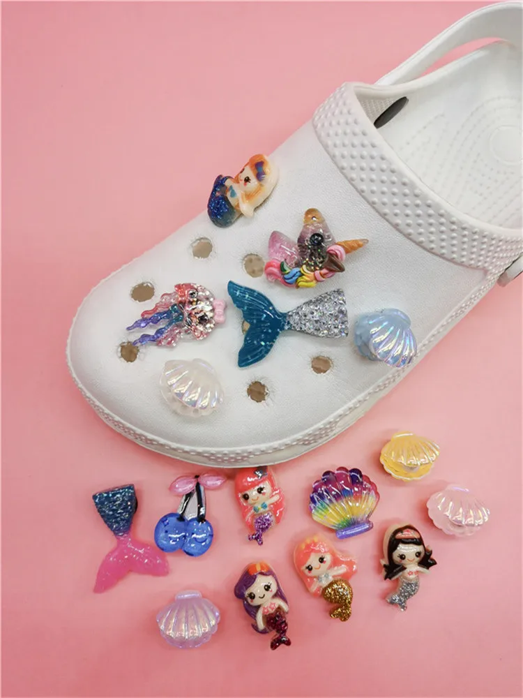 Lovely Cartoon Mermaid Octopus Shoe Charms Decorations Shoes Ornaments Garden Clog Shoes Accessories Diy Buckle Decor Kids Gifts