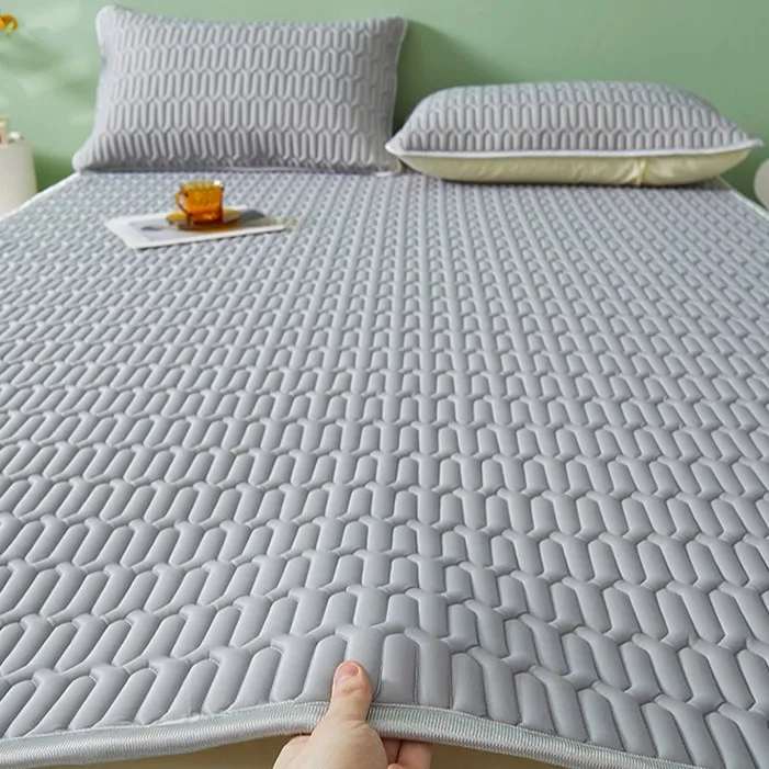 Summer Latex Cool Mat Set Cool Bed Sheet Double Queen Bed Cover Bedspreads Non-slip Mattress Cover with Pillowcase Bedding Set