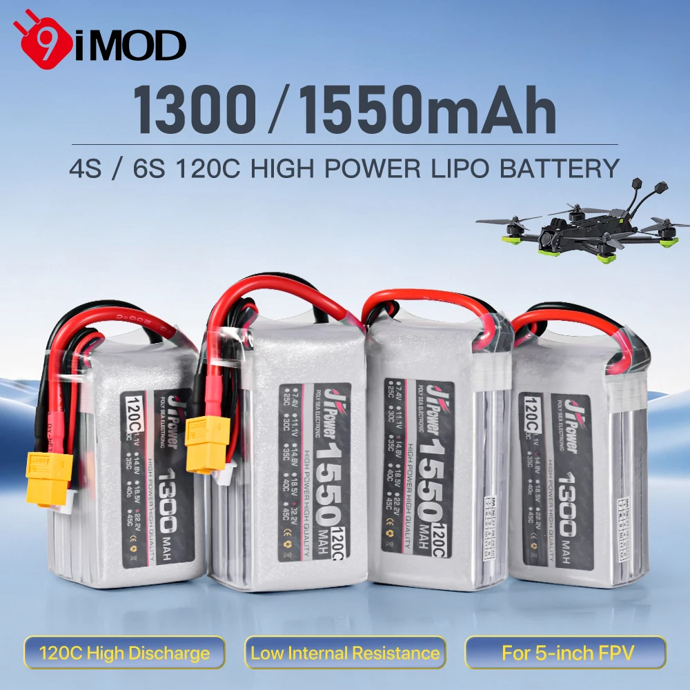9IMOD 120C 4S 6S LiPo Battery 1300mAh 1550mAh for 5 Inch FPV Racing Drone