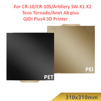 ENERGETIC Smooth PET+Textured PEI Magnetic Build Plate 310x310mm for CR10S,Artillery SWX1/X2,Longer LK, LK5 Pro,QIDI Plus4