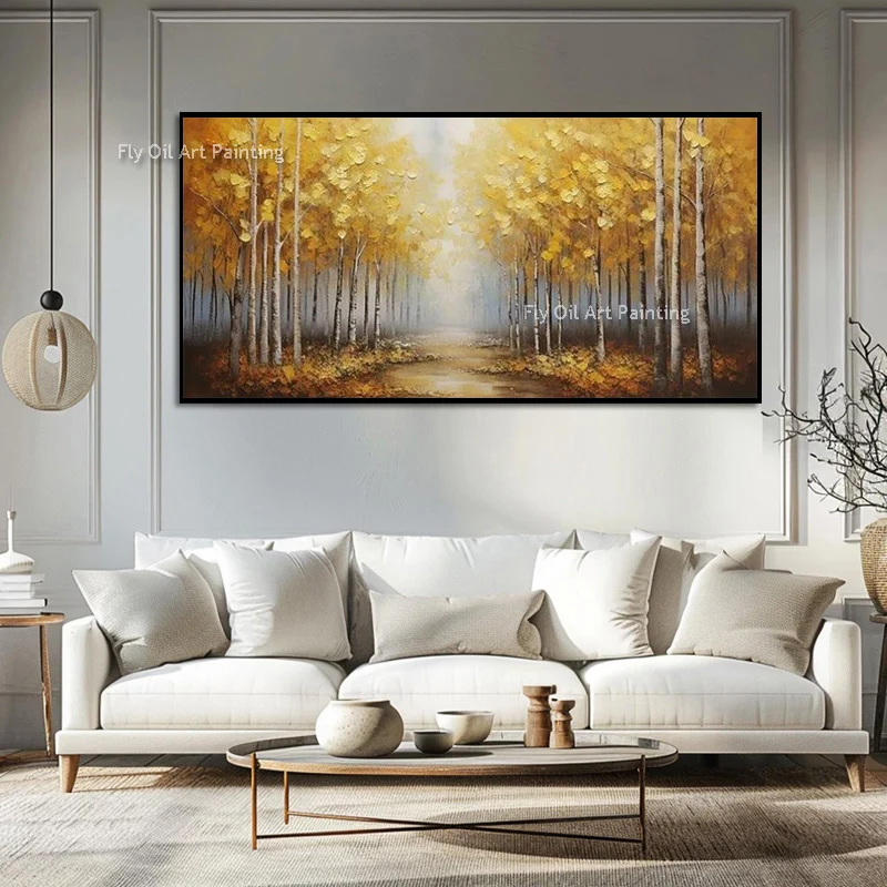 Simple Handpainted Beige Purple New Home Wall Decor Items Large Yellow Blue Patternings Canvas Oil Painting For Living Room As G