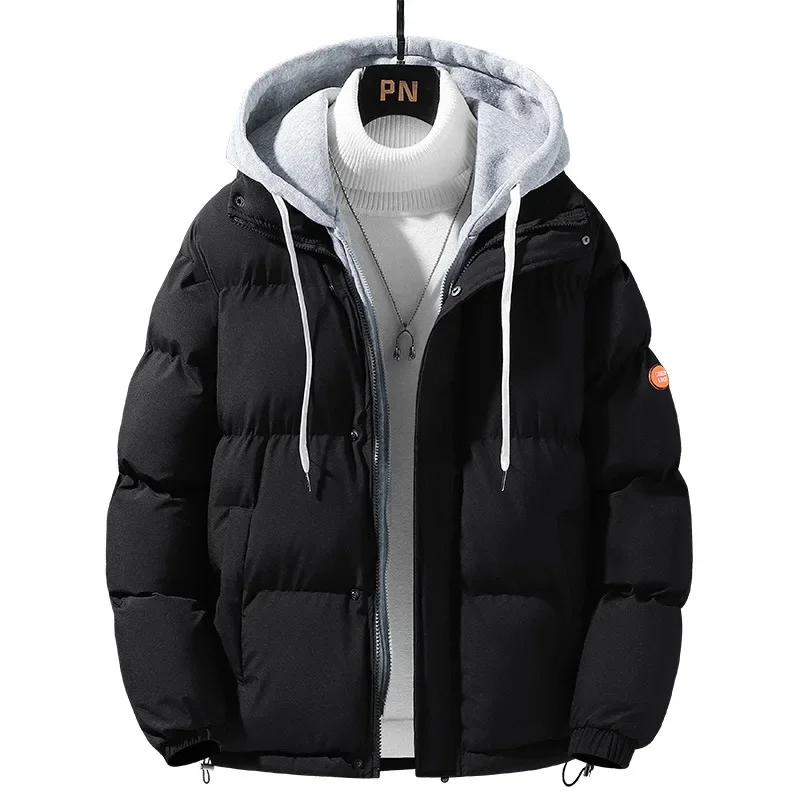 Winter Parkas Men Solid Color Padded Jacket Fashion Casual Hooded Parkas Male Padded Coats Winter Jacket Men