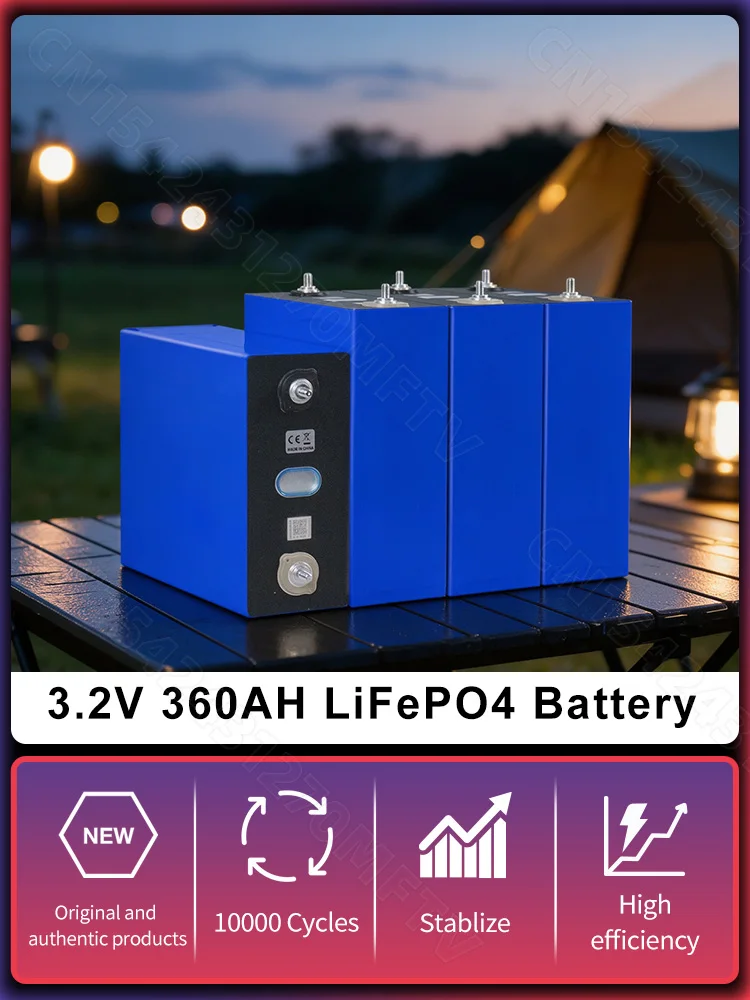 10000+ Zyklen 3,2V 360Ah LiFePO4-Batterie mit DIY-Kits, Box oder Kompressionsgerät, LFP-Zelle DIY 12V 24V 48V für Wohnmobil, Golfwagen, Boot, Camping, Solar-Heimenergiespeichersystem