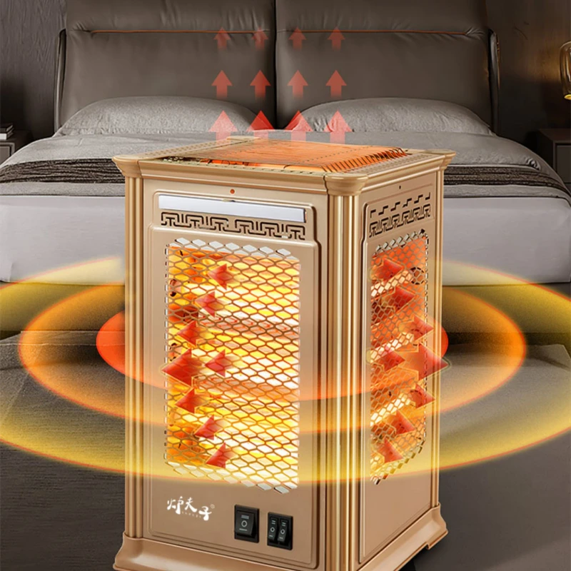 Five-Sided Electric Heater, BBQ-Style Infrared Space Heater, Multi-Directional Heating, Adjustable Room Heater