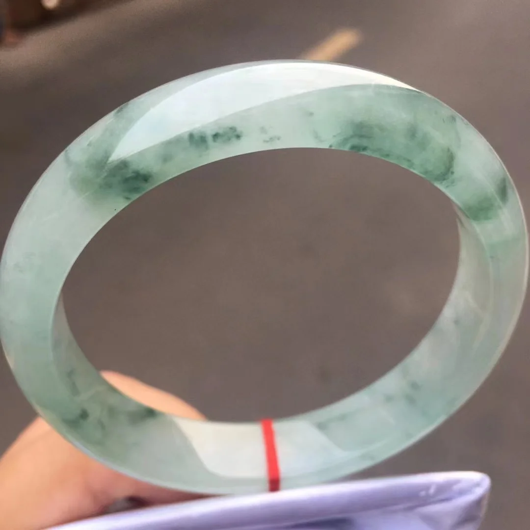 

Pure Natural Bangles Original ecology Emerald perfect Ice Floating blue flower A Class Jade Bracelet Boutique Jewelry Accessorie