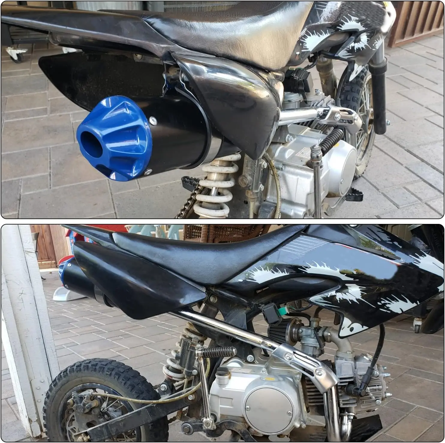 28mm Exhaust Muffler Assembly w/Heat Wrap Fit 125cc 110cc 90cc 70cc SSR110 SSR125 CRF50 CRF70 XR50 Taotao DB10 DB14 Dirt Bike