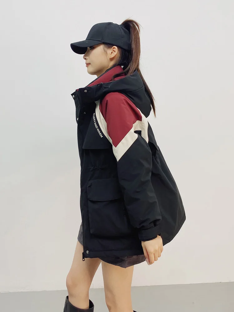 

Зимняя женская пуховая куртка Thiened, уличная спецодежда, парка, пальто средней длины, застежка-молния, белый пуховый наполнитель, прямой...