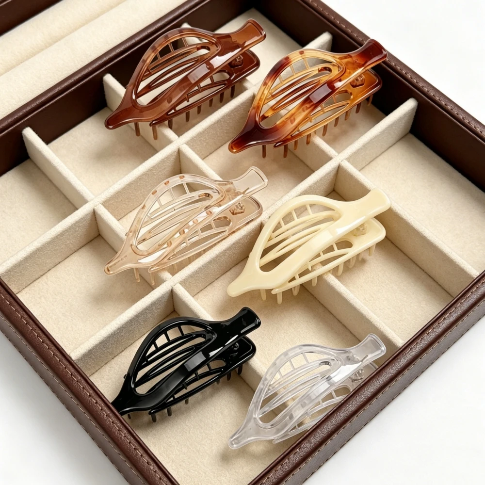 

Набор из 6 плоских заколок-крабов для волос, элегантные зажимы для волос с сильным захватом, противоскользящие заколки для женщин