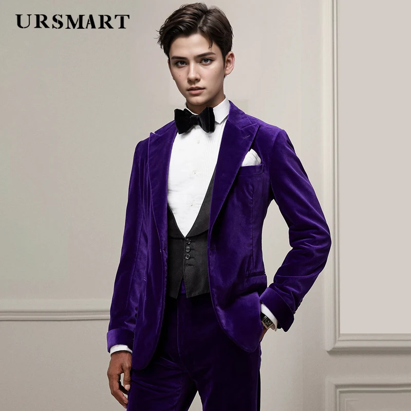 2024 Spring and Autumn New Product High Quality Purple Men's Casual Suit British Style Elegant Gentleman Custom Man Suit