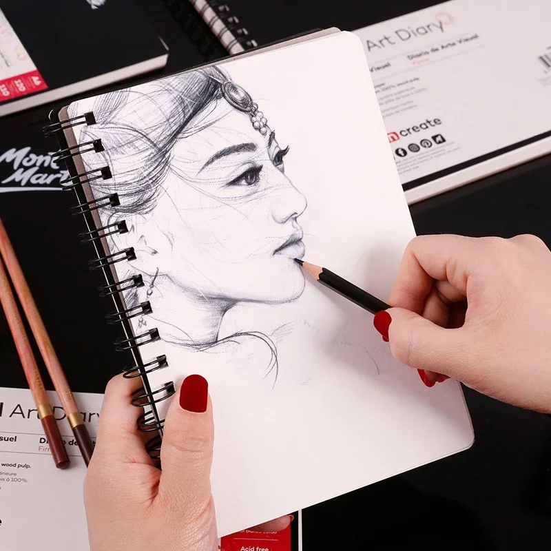 A3/A4/A5 Black Coil Losbladige Schetsboek Verdikte 110g 120 Pagina's Ivoorwit Schilderpapier Schetsboek Tekening Art Supplies
