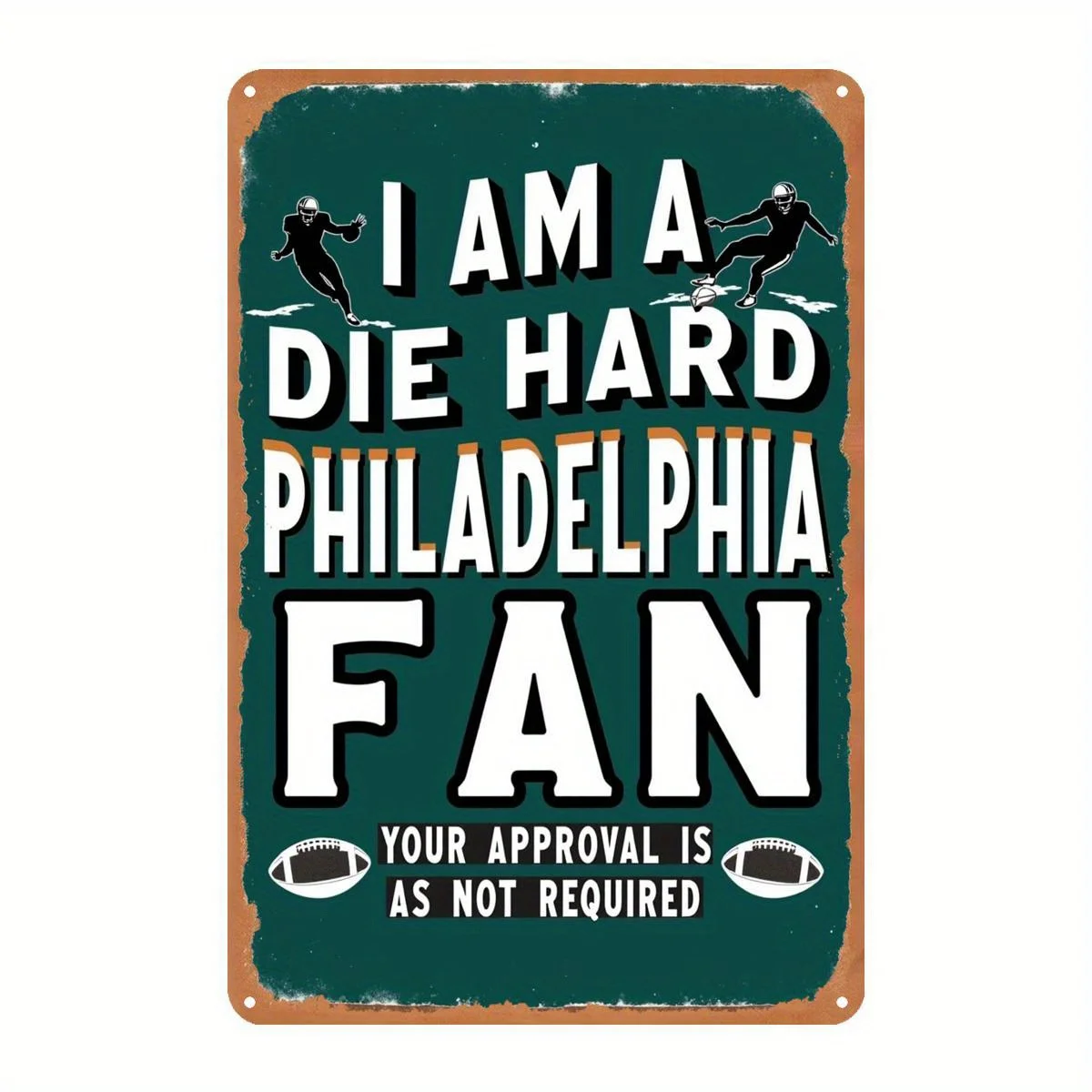 Vintage Philadelphia Football Tin Sign -  Rustic Metal Wall Art with 