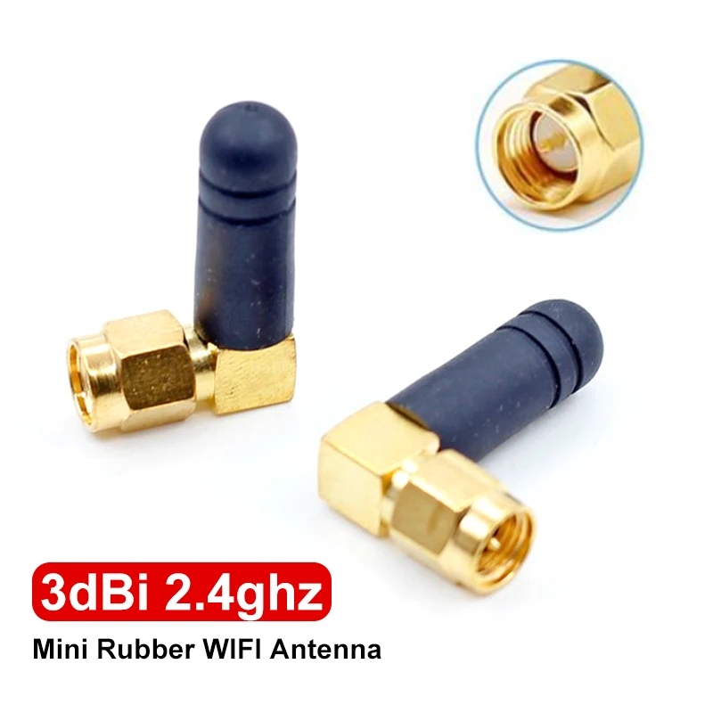 2Pcs Mini Rubber 3dBi 2.4ghz WIFI Antenna SMA Male Router Bluetooth Antennas Car Accessories