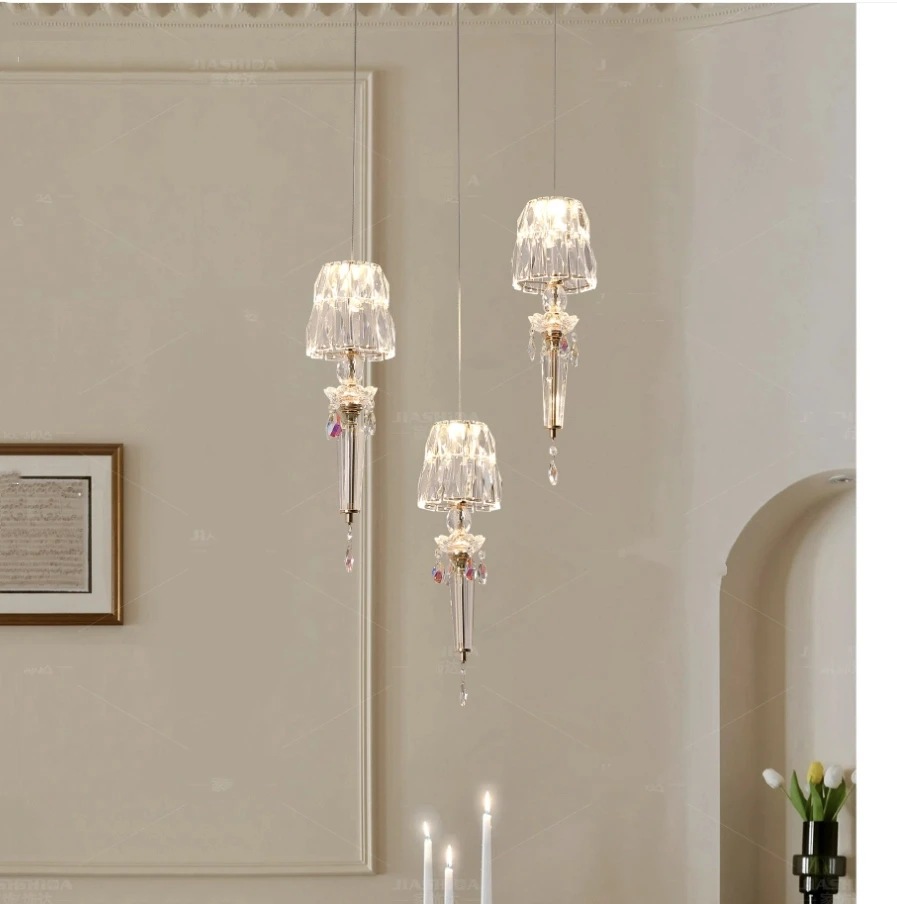 Modern Crystal Pendant Stainless Steel Rectangle Pendant Lamp 3L 5L Deco Crystal Lamp Crystal Lamps Room Lving Design Decoration