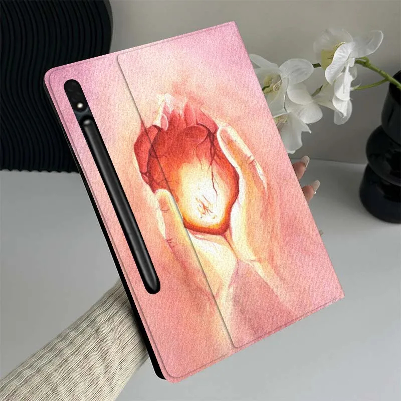 

Чехол для планшета Samsung Galaxy Tab S7 S8 S9 S10 FE Lite с изображением светящихся рук, держащих сердце, в подарок