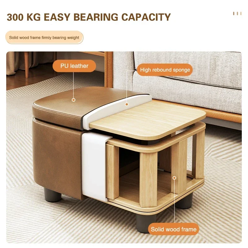 Creative Organizer Stool Ottomans Household Comfortable Sofa Leather Stool Living Room Sofa Doorway Wear Shoe Stool Can Storage