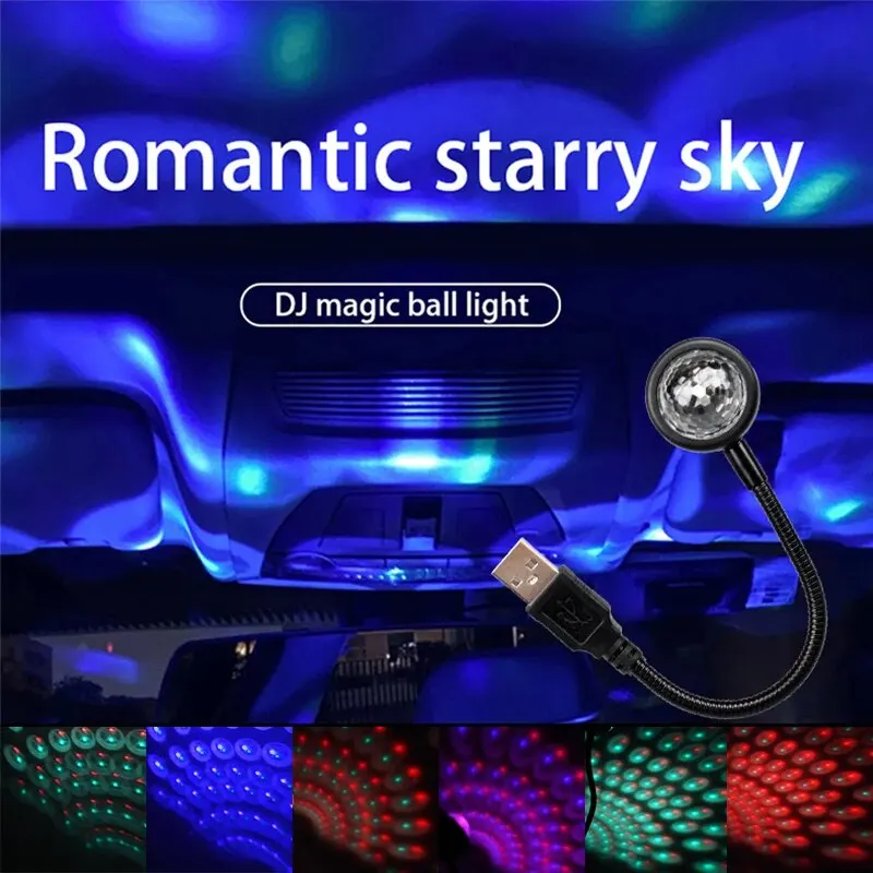Sterowanie głosem Romantyczna lampka nocna LED Starry Sky 5V Zasilana przez USB Lampa projektora Galaxy Star na dach samochodu Dekoracja pokoju dziecięcego Światła