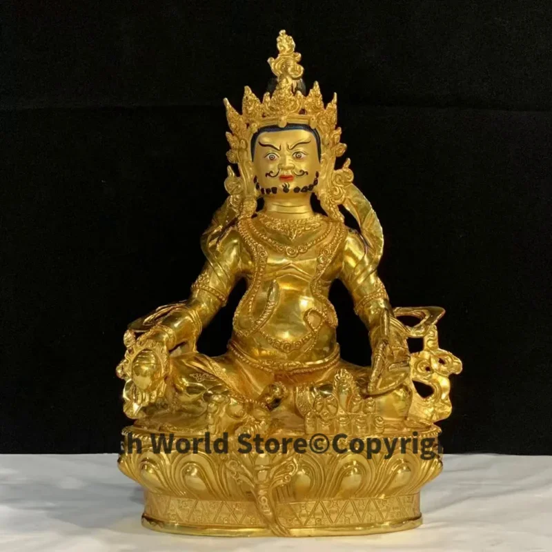 30cm Wholesale Buddha statue # gilding COPPER Yellow Jambhala fortune god Tibet temple family Altar efficacious Protection