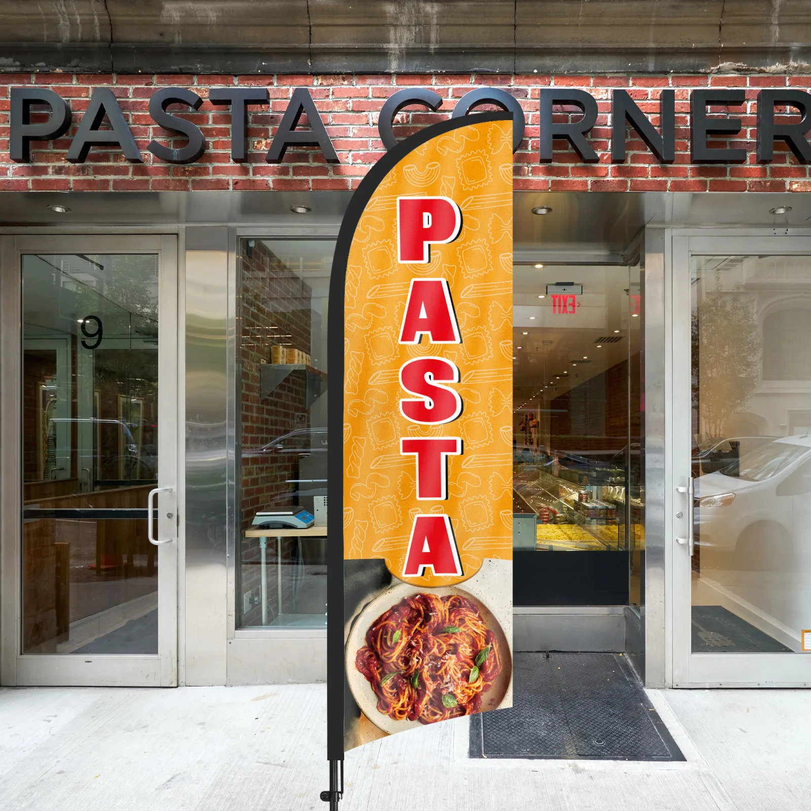 FSFLAG Pasta Feather Flags, Advertising Banners Flag for Outdoor Beach Business Events, with Pole Kit and Ground Stake, 280cm