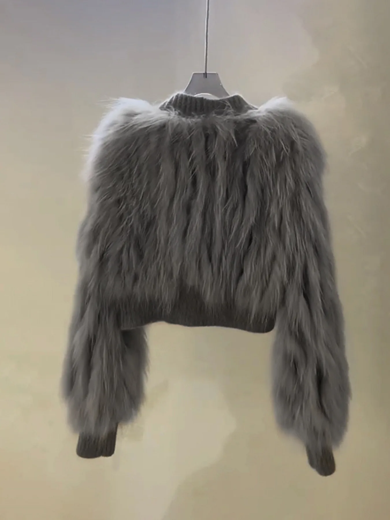 Kurtka ze sztucznego futra damska płaszcze damskie bez podszewki bez talii na scenę dla córki w stylu brytyjskim puszysta mieszanka wełny krótki top rozkloszowany żakard