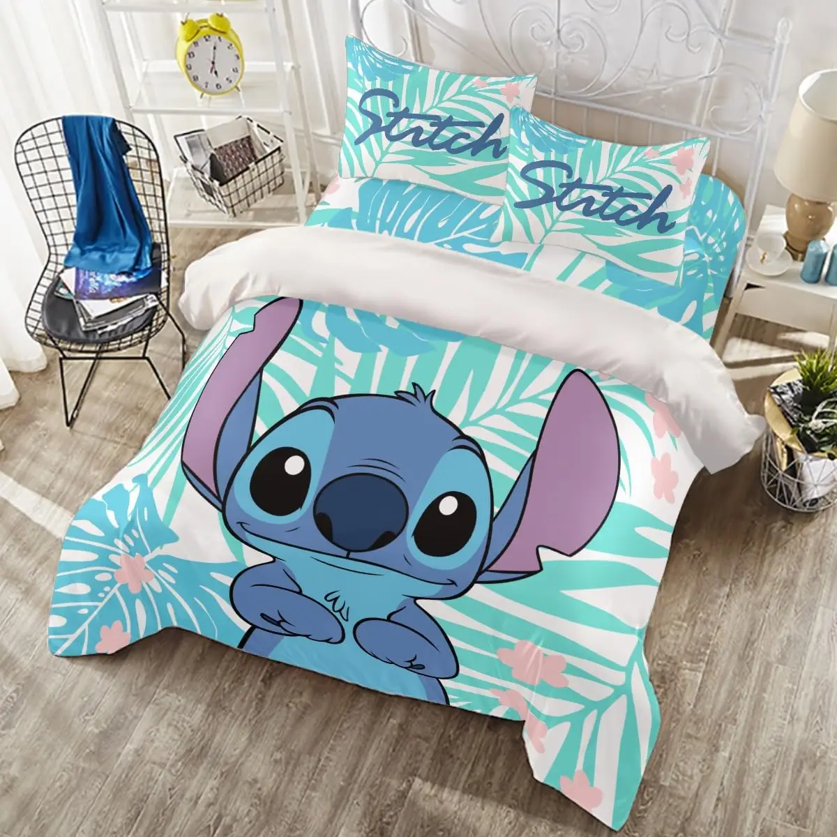 Imagem -02 - Stitch Cartoon Bedding Sets para Crianças Anime Comforter Cover Single Double Crianças Meninas Meninos Decoração do Quarto Presentes