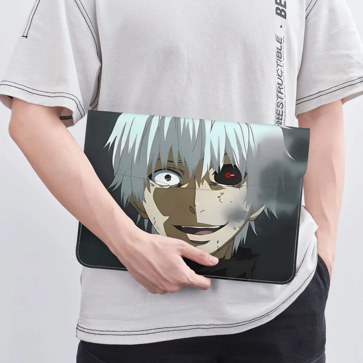 Tokyo Ghoul Anime PU Leather Horizontal Laptop Sleeve Shockproof Soft Lining Notebook Case 13 Inch