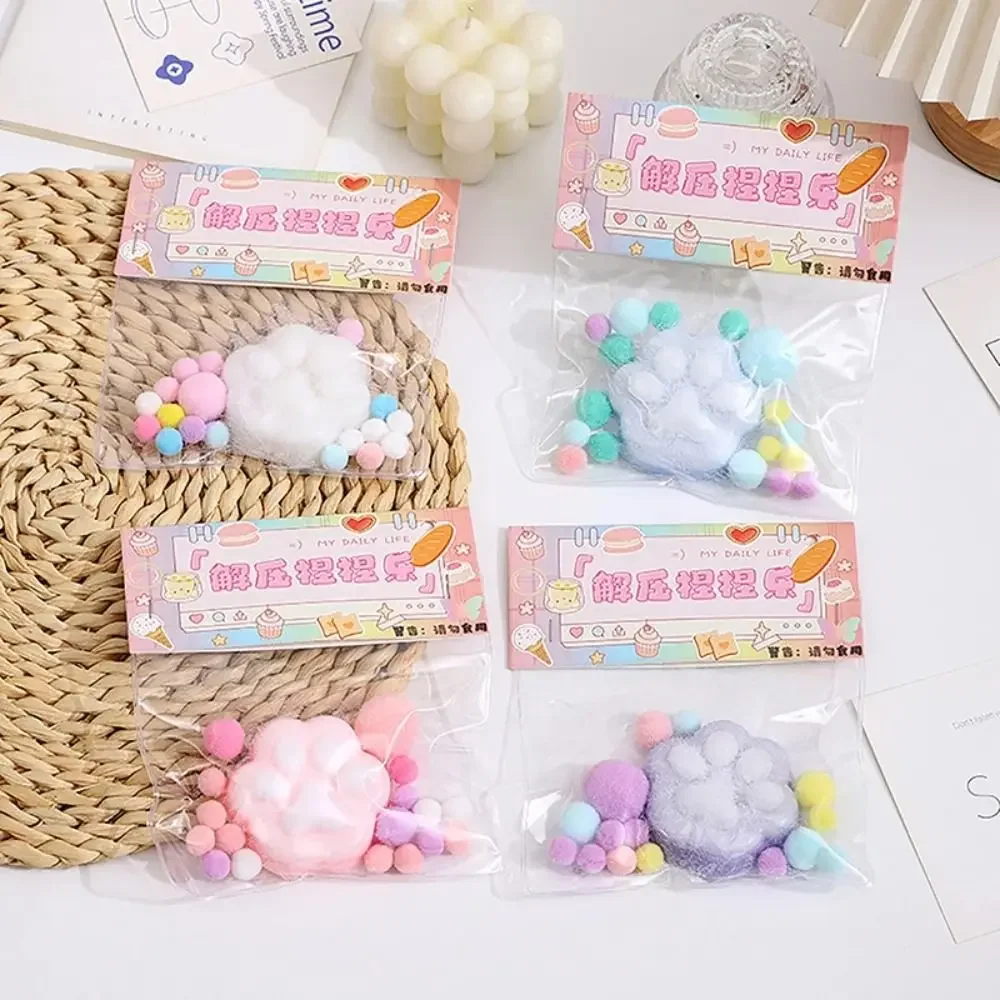 Interesantes juguetes para apretar con forma de Pata de Gato, Bola de felpa suave TPR, juguete para apretar con Pata de Gato, juguetes para apretar con dibujos animados Kawaii, regalo para niños