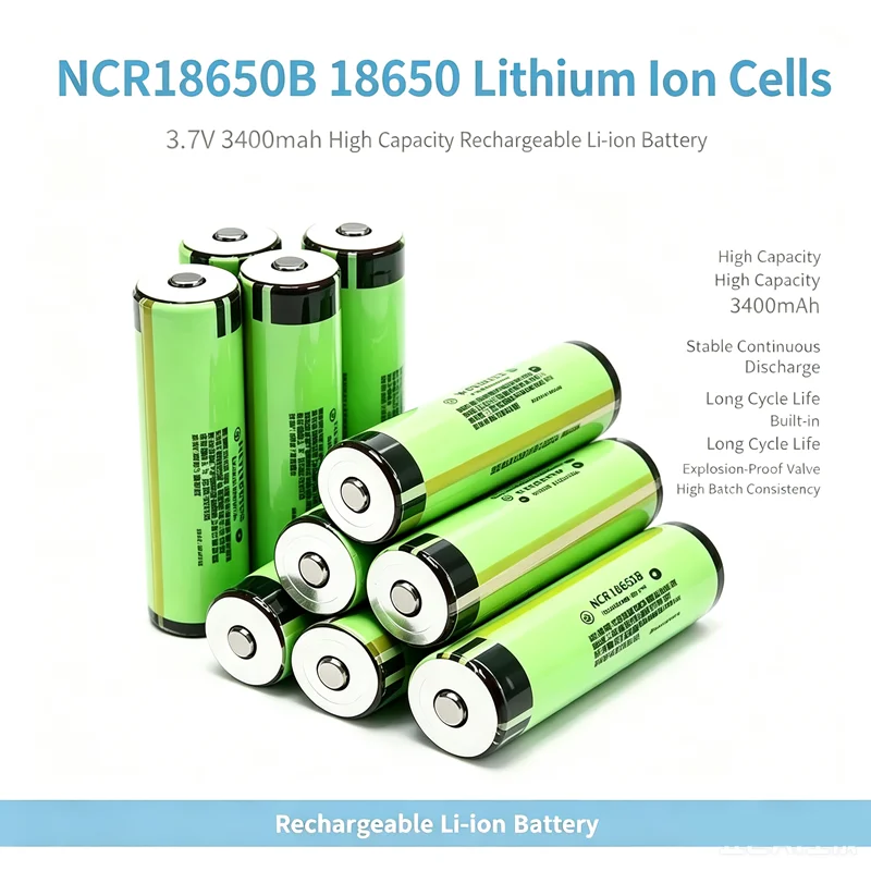 1-10PCS Daweikala 34B-PCB 18650 3400mah NCR18650B 3.7v Rechargeable Li-ion Battery 3400mAh With PCB
