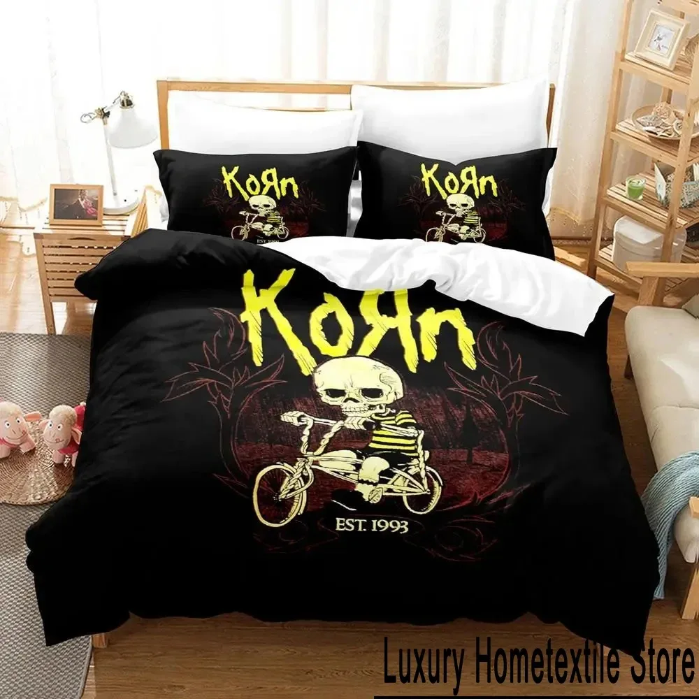 

3D Print Korn Rock Bedding Set Duvet Cover Bed Set Quilt Cover Pillowcase Comforter king Queen Size Boys Adult Bedding Set