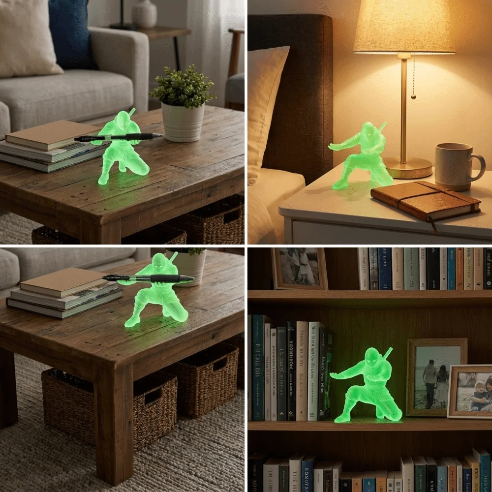 3D Printed Luminous Ninja Pen Holder Multi-Functional Ninja Character Desk Ninja Ornament Plastic Desktop Organizer Home