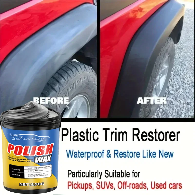 150g Plastic & Rubber Repair Paste - Black Crystal Polish for Car Scratches, Tire Shine & Interior Renewal, Anti-Aging & Fade Re