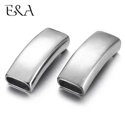 Stainless Steel Slider Bead Curved High Polished Slide Charms Fit 12*6mm Flat Leather DIY Men Jewelry Making Supplies