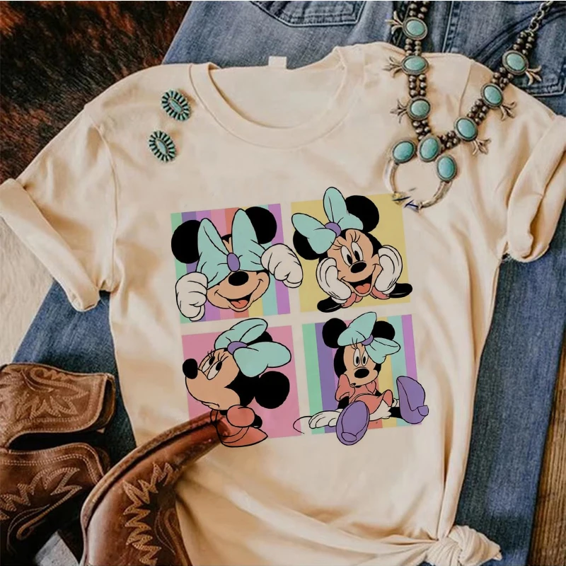 Gothic Mickey Print T-shirts for Women Fashion Minnie Mouse T Shirt Streetwear Female Clothes Kawaii Disney Tshirt