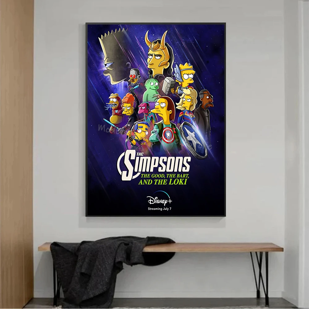 Disney Simpsons Art Poster Superhero Simpsons Wall Art Canvas Painting Prints Porch Bedroom Home Wall Decor Kids Gifts