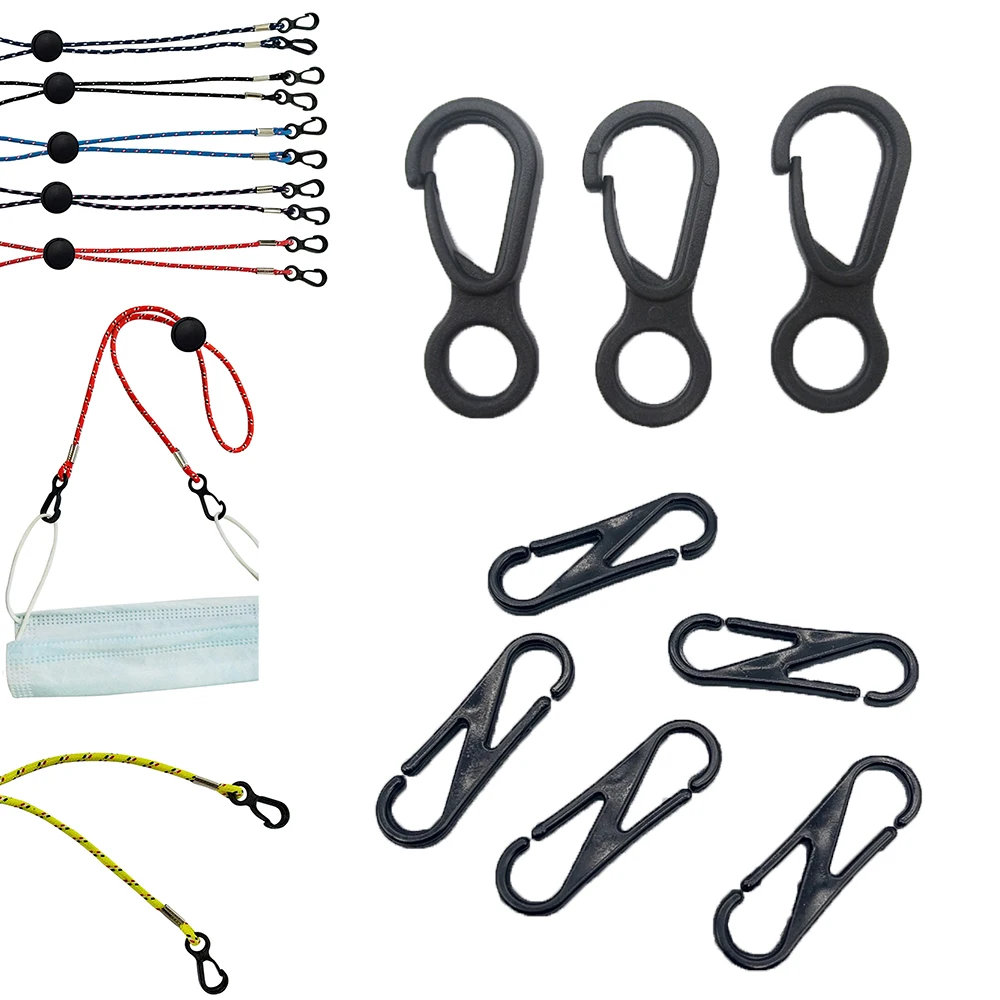 Clip Hook Keychain 8-Shaped Anti-lost Rope Hook Plastic Buckle Small Carabiner Snap Glasses Chain Buckle