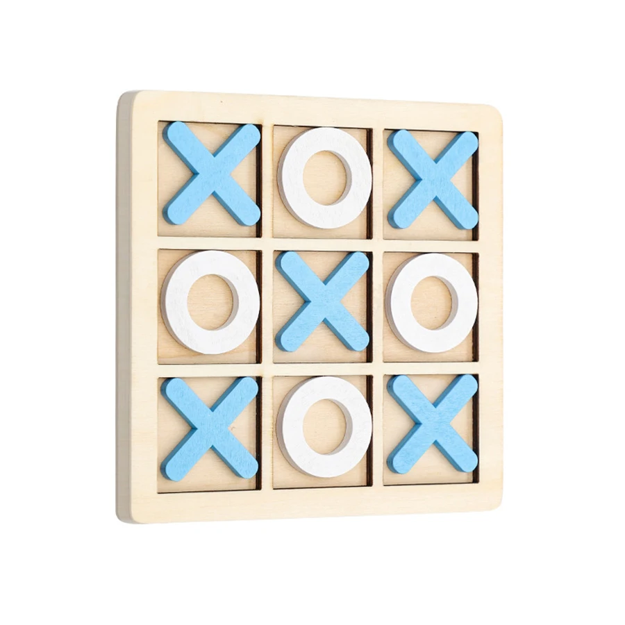 Tic Tac Toe Spiel Klassisches XOXO Brettspiel Familienspaß Reisespielzeug Strategiespielzeug Perfekt für Geburtstagsgeschenke Holz 3x3 Gitter JXB