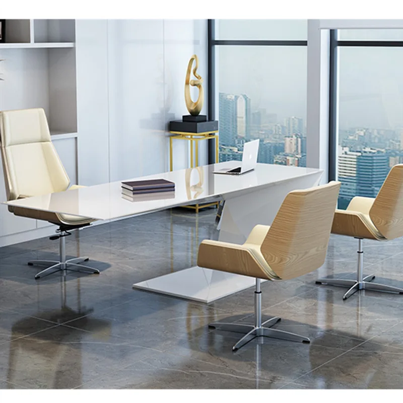 Móveis de escritório simples e modernos combinação de mesa e cadeira chefe