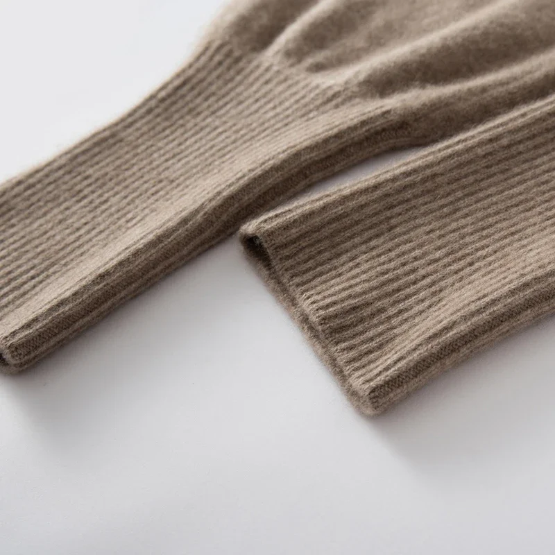 High quality Autumn Winter Women's Pure Cashmere Sport Pants Elastic Waist Loose Leg Pencil Pants 100% Cashmere Knitted Trousers