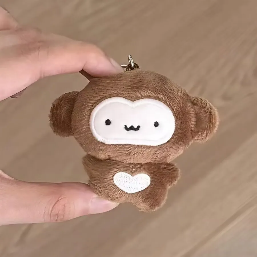 Soft and Cute Love Monkey Plush Keychain Cute Cartoon Doll Pendant Versatile Backpack Pendant Girl