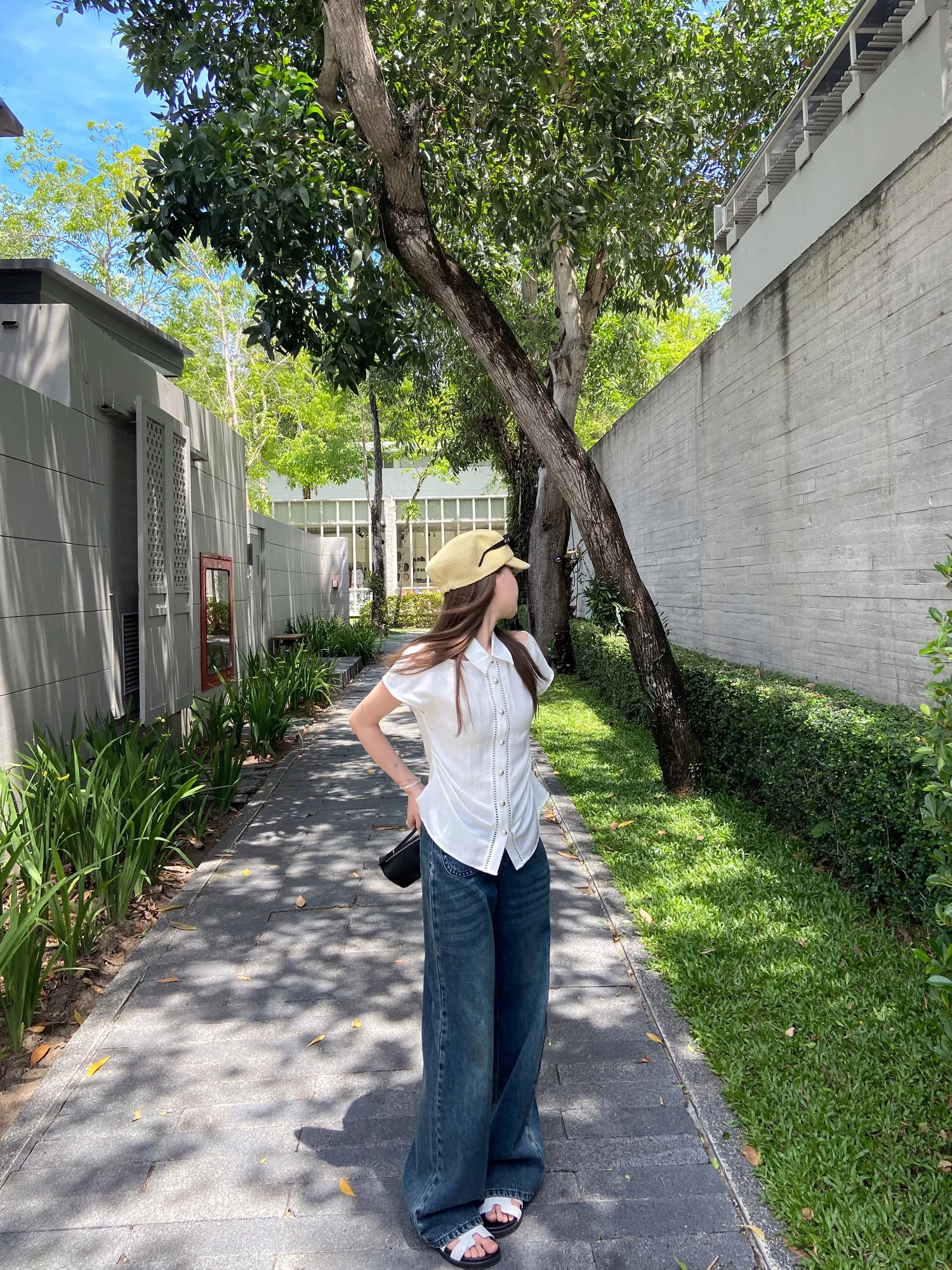 

CUTEioi весенний новый дизайн Sensation oulder Digging Waist in Silver Bule льняное ощущение женское irt Commute Sle с высокой талией