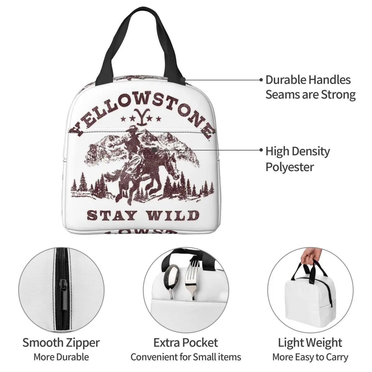 حقيبة غداء معزولة من Dutton Ranch Yellowstone للنساء والأطفال، صناديق طعام مقاومة للتسرب، حقيبة غداء حرارية #3