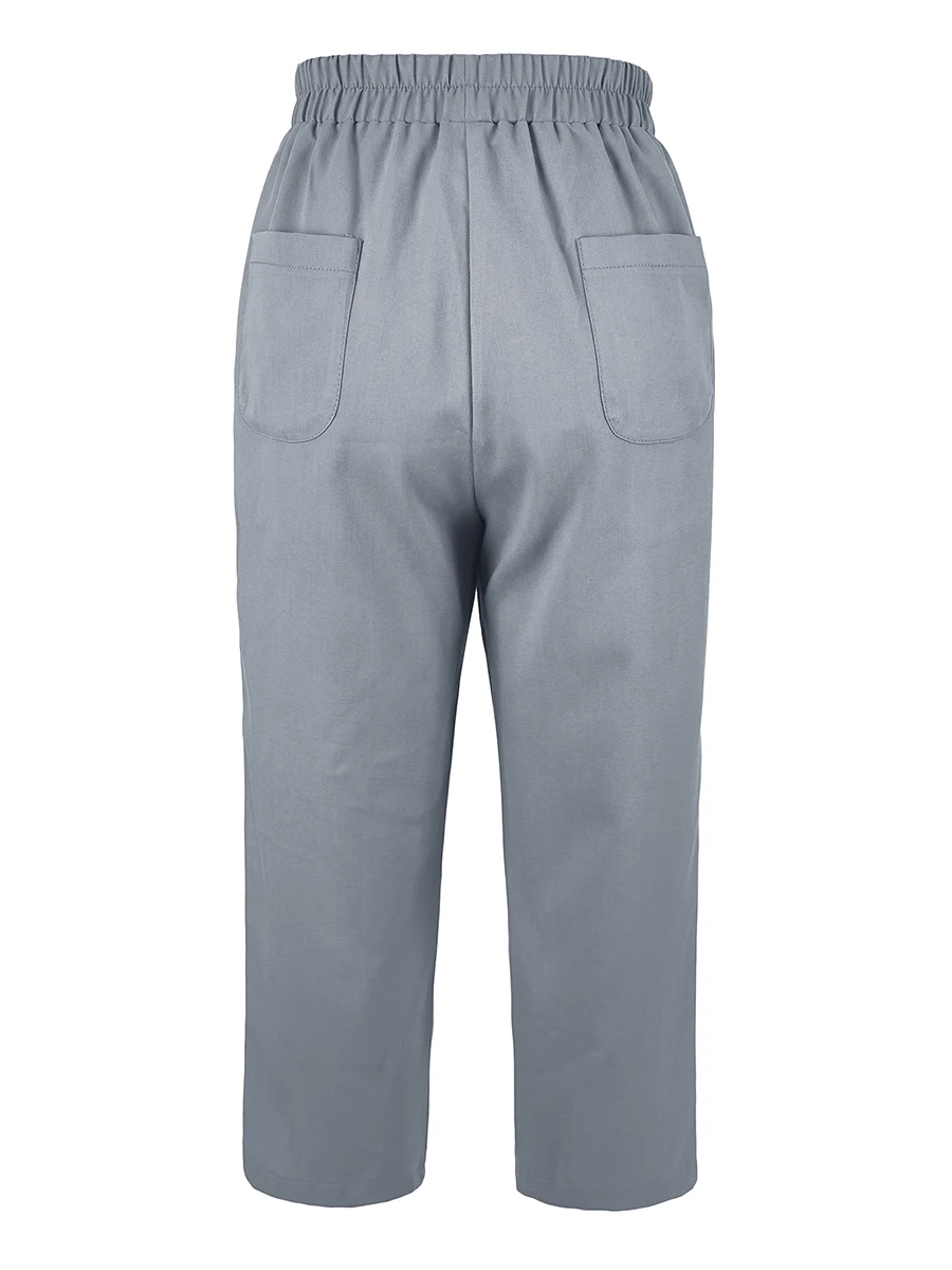 Damen Lässige Weite Cropped-Hose mit Elastischem Bund, Taschen, Vintage Haremshose, Schick und Weich 2026 – Detail 5