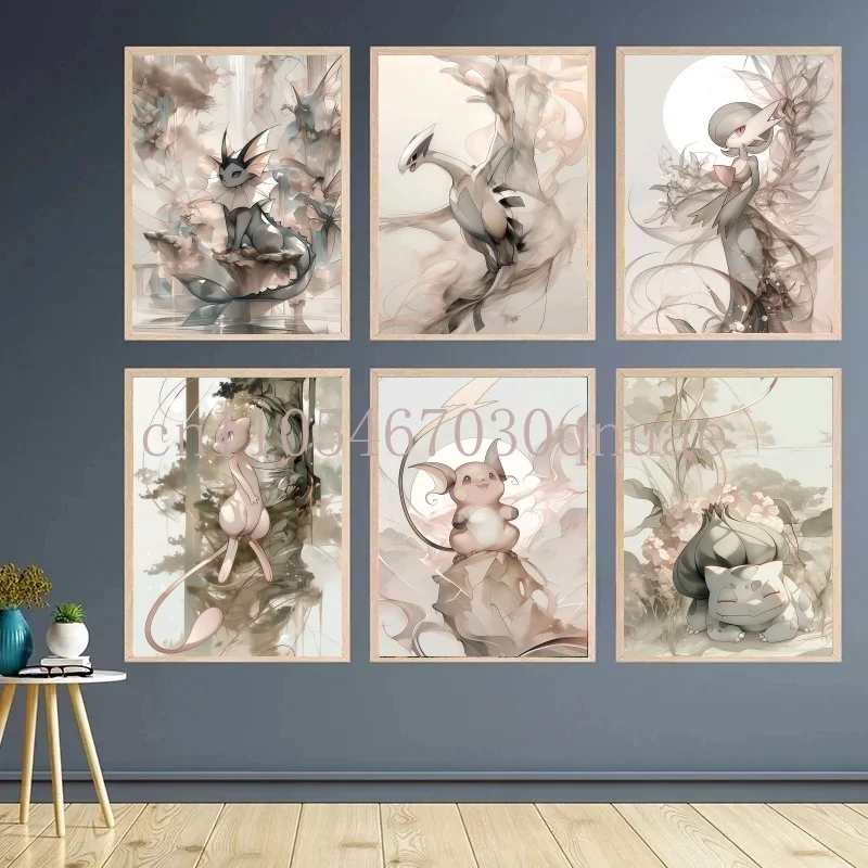 

Anime Video Game Figure Pokemon Canvas Painting Comic Poster Bulbasaur Charizard Pikachu Mural Pictures Children Home Wall Decor