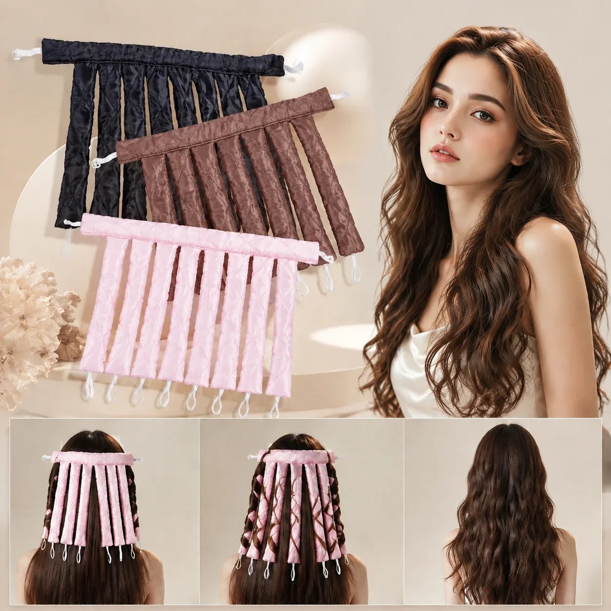 Rizador de esponja, rizador de pelo Octopus, diadema para dormir, ideal para peinados DIY, herramienta para ondas grandes, sin permanente