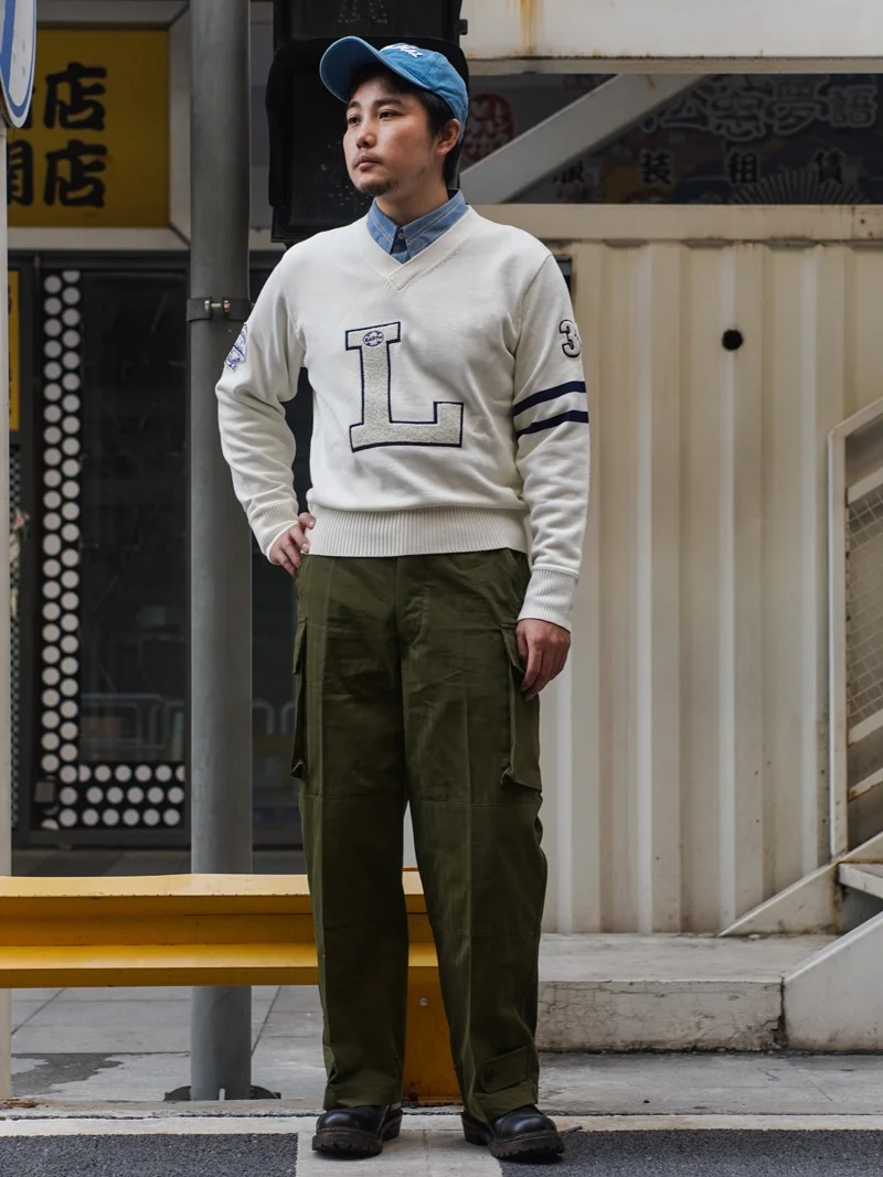 Tianshi Fine Cut Ivy American Vintage IVY Maglieria Scollo a V Autunno e Inverno Maglione Lettera Ricamo Pullover caldo