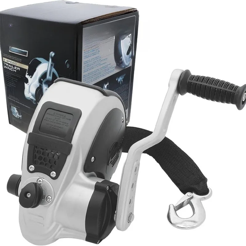 Marine Trailer Winch, Two Speed, 3.5 lb Capacity, 4 Position Handle Available